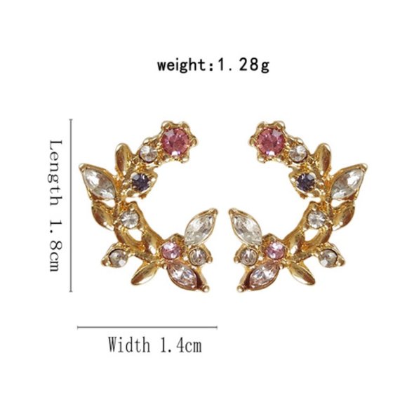 💙💕LAST one Floral Color Crystal Stud Earrings - Picture 6 of 9